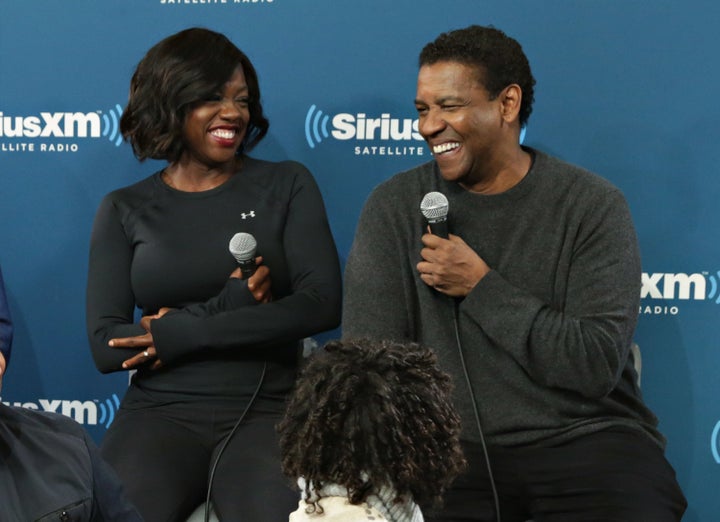 Actors Viola Davis and Denzel Washington take part in SiriusXM's Town Hall With the cast of 'Fences' hosted by Karen Hunter on December 19, 2016 in New York City.