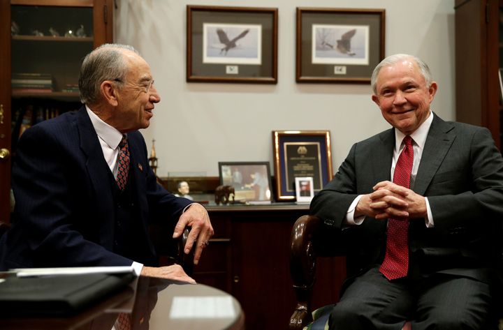 It helps when an attorney general nominee is already friends with most of the people on the committee that has to confirm him. Here's Sessions with Sen. Chuck Grassley (R-Iowa), chairman of the Senate Judiciary Committee.