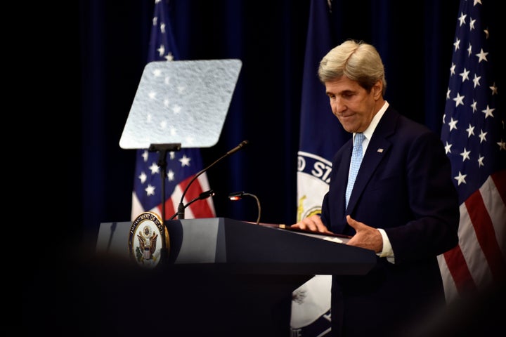 U.S. Secretary of State John Kerry concludes his remarks on Middle East peace at the Department of State in Washington December 28, 2016.