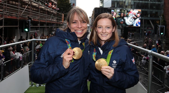 Kate Richardson-Walsh and Helen Richardson-Walsh, the first same-sex married couple to win Olympic medals.