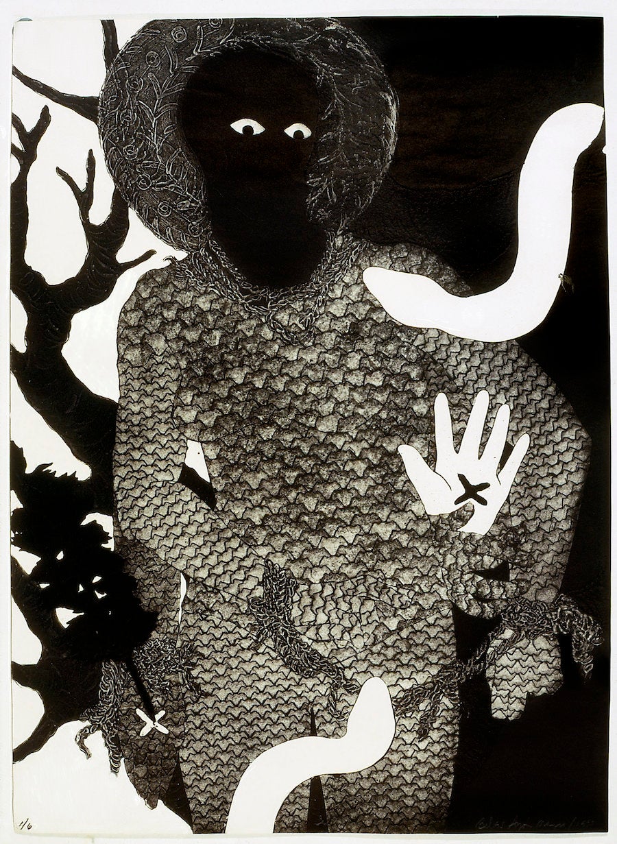 Belkis Ayón, "La sentencia (The Sentence)," 1993, collograph.