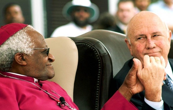 Archbishop Tutu with former South African president, FW De Klerk