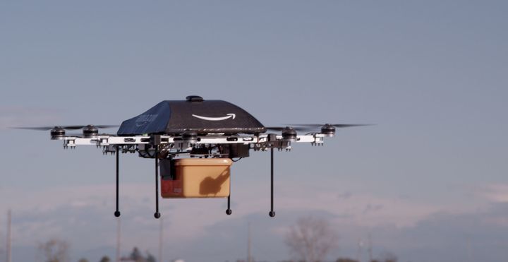 Amazon testing Prime Air customer drone delivery in England.
