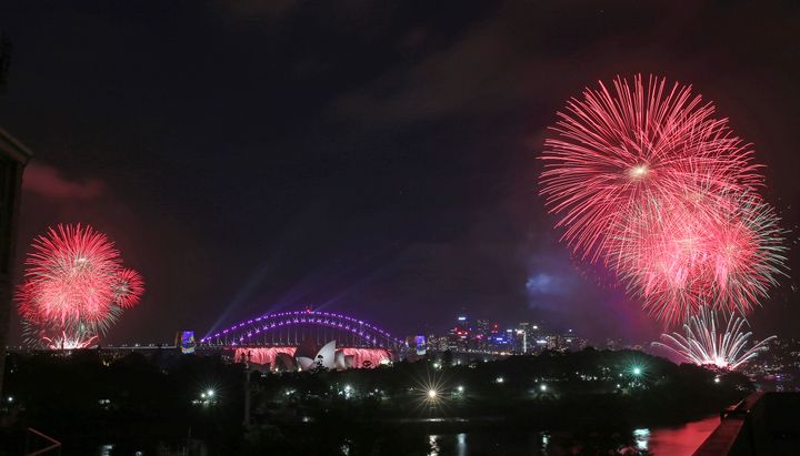 The glittering display over Sydney’s famed harbour and bridge featured Saturn and star-shaped fireworks