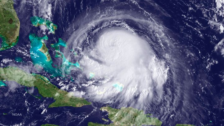 Hurricane Joaquin is seen approaching the Bahamas on Sept. 30, 2015.