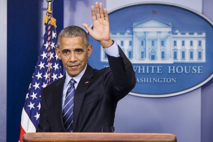 Obama waves to reporters at his end-of-year press conference in December. Next week, he will deliver what will likely be his final speech as president.