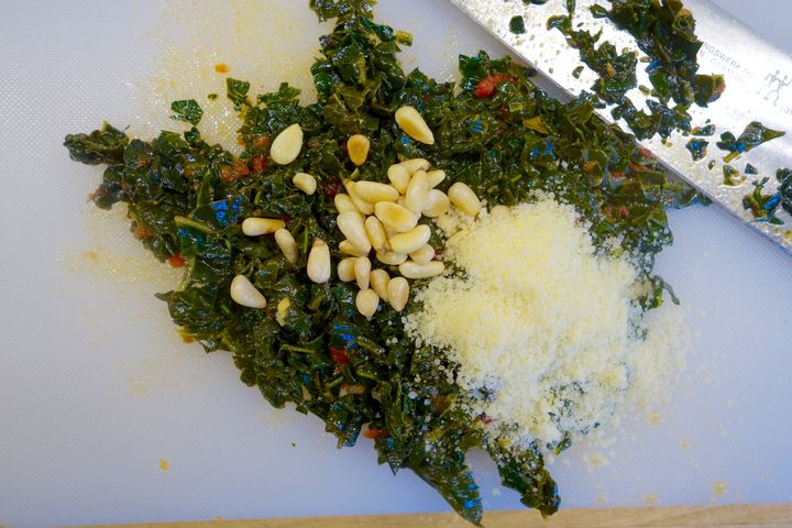 Parmesan and toasted pine nuts were added