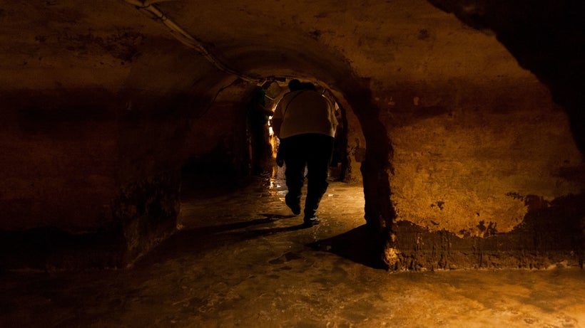 Roman galleries under the Rua da Conceição in Lisbon, Portugal