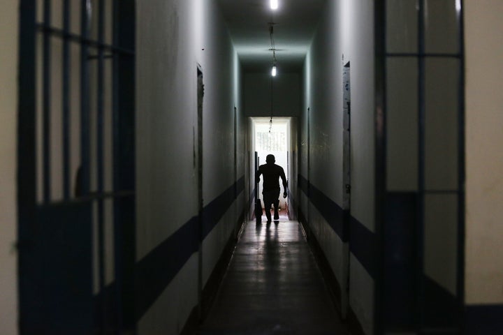 A detainee walks in the Anisio Jobim penitentiary complex on June 24, 2015 in Manaus, Amazonas state, Brazil.