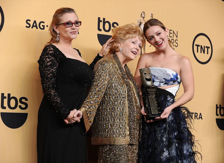 Carrie Fisher, Debbie Reynolds and Billie Catherine Lourd at the Screen Actors Guild Awards in California on Jan. 25, 2015.
