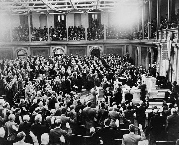 On Jan. 3, 1949, members of the 81st Congress are sworn in by Speaker Sam Rayburn. 