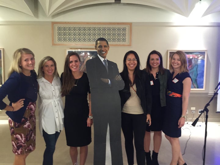 <p>#BarackingAround at the Sara Center event.</p>
