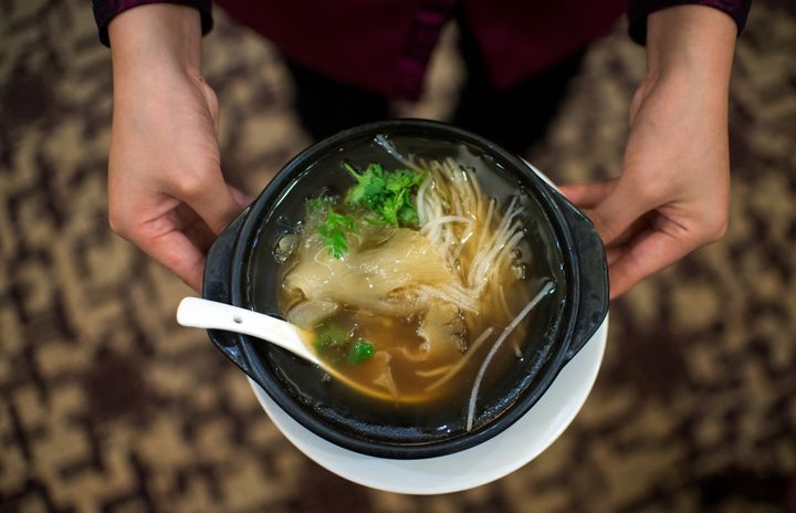 Shark fin soup, which can cost more than $100 per bowl, is a delicacy in many Asian countries. 