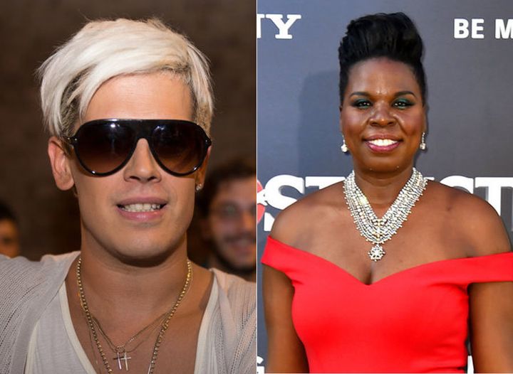 Milo Yiannopoulous (left) has a book deal with Simon & Schuster, which Leslie Jones (right) accused of 'spreading hate' 