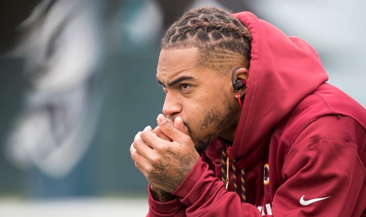 DeSean Jackson #11 of the Washington Redskins warms up prior to the game against the Philadelphia Eagles at Lincoln Financial