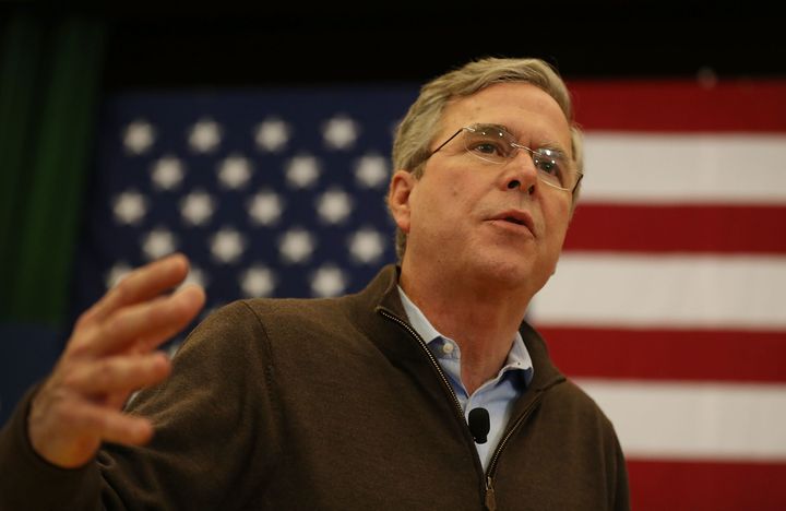 Republican presidential candidate and former Florida Governor Jeb Bush speaks at a town hall meeting in Concord, New Hampshire.