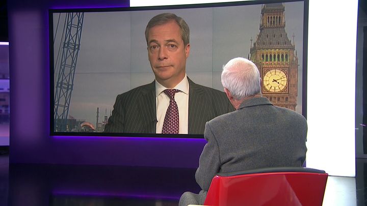 Nigel Farage is interviewed by Jon Snow