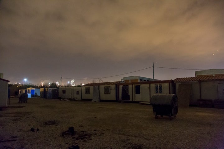 Refugees in the Softex refugee camp, outskirts of Thessaloniki, Greece, on 31 December 2016.