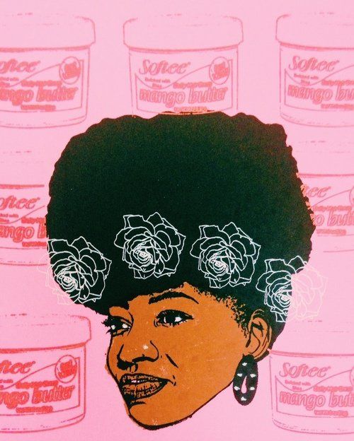 Angela Pilgrim, "Afro Puff ll," 2015, print. Pilgrim is from Patterson, New Jersey.