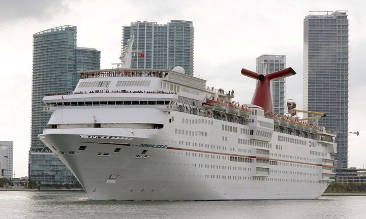 Miami-Dade Police say they are investigating the electrician's death aboard the Carnival Ecstasy cruise ship, pictured here in September.