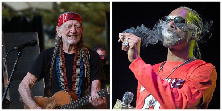 Willie Nelson, left, performs in Mountain View, California. Snoop Dogg, right, performs in Louisville, Kentucky.