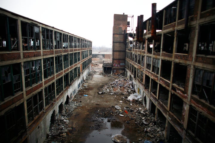 A British photography crew lost track of a tiger at Detroit's abandoned Packard Plant, seen here in a 2011 file photo.