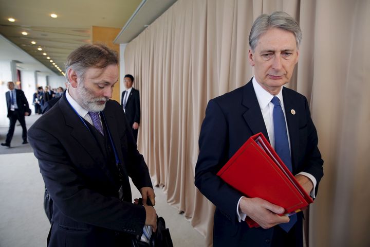 Sir Tim Barrow (left) with then-Foreign Minister Philip Hammond in April, 2016