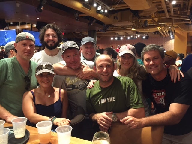 Fenway Shows: (Left to right) Michael and Myrsini Smith, Mike McLaughlin, David Prather, Michael Calafati, Joe Yannucci, me a