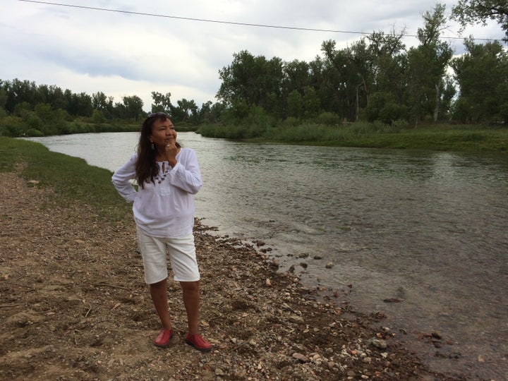 Alaina Buffalo Spirit by the Tongue River, which was threatened with pollution from a proposed coal train slated to run adjacent to it. Activism by Native people, ranchers, and environmentalists helped stop it.