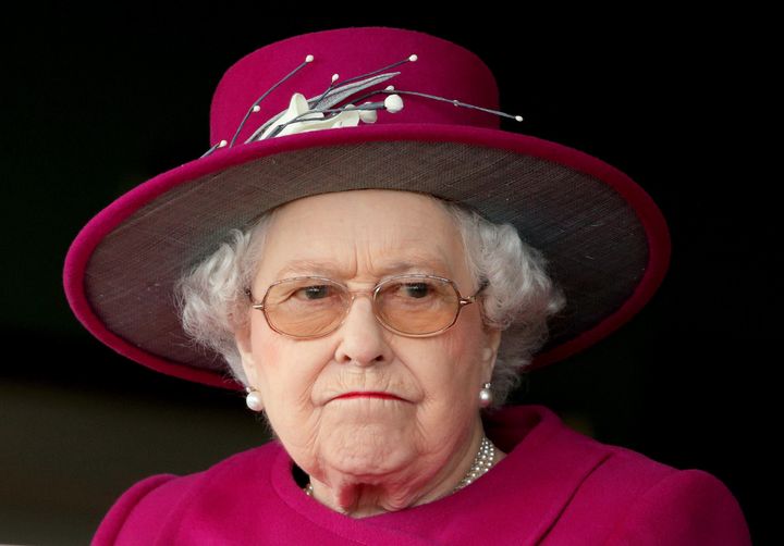 Queen Elizabeth II watches her horse 'Capel Path' in 2015.