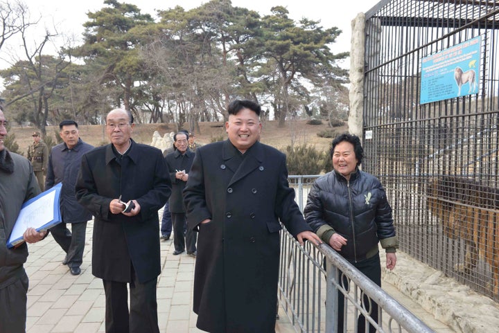 North Korean leader Kim Jong Un visits the Central Zoo in 2014, when projects were under way to build new buildings and remodel the existing ones.