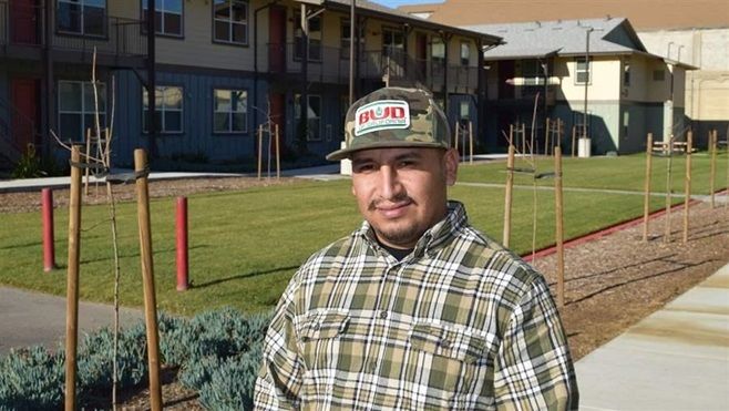 <p>Apolonio Garcia, a farmworker for Tanimura & Antle, at the company’s 100-unit worker housing project in Spreckels, California. The affordable housing provided there helped attract workers.</p>