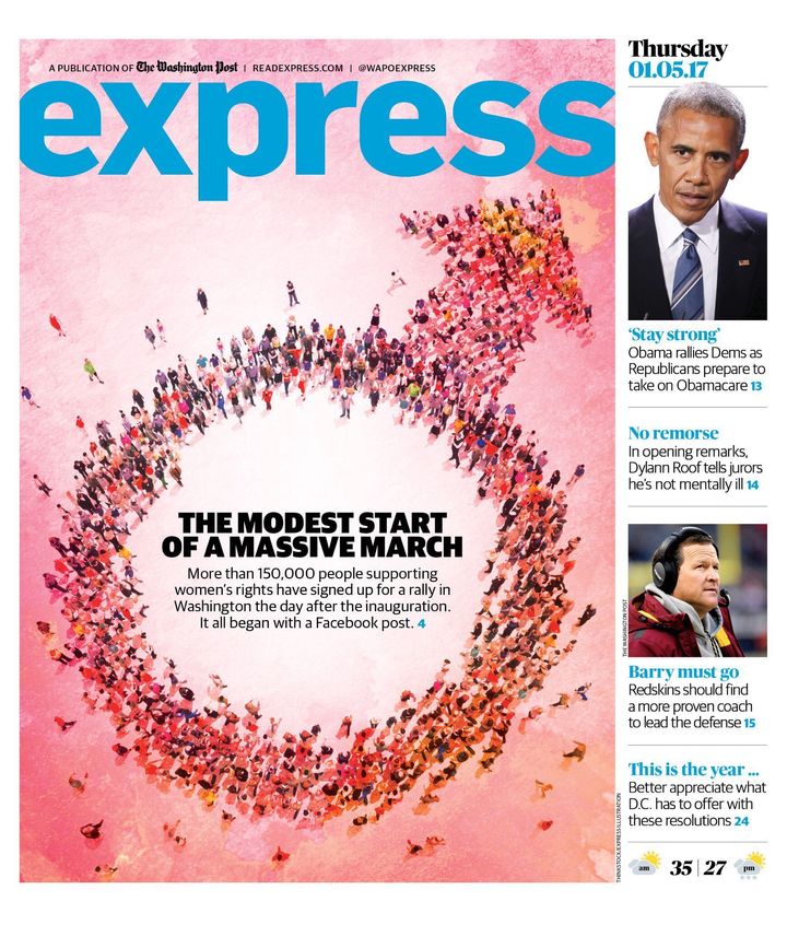 The front page of Thursday's Washington Post Express