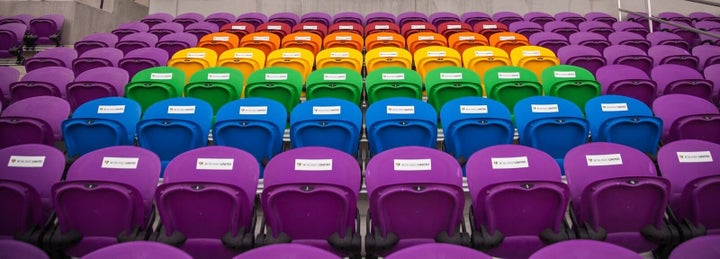 Orlando, Florida's soccer stadium has unveiled 49 rainbow-colored seats to honor the victims of last year's shooting at Pulse nightclub.