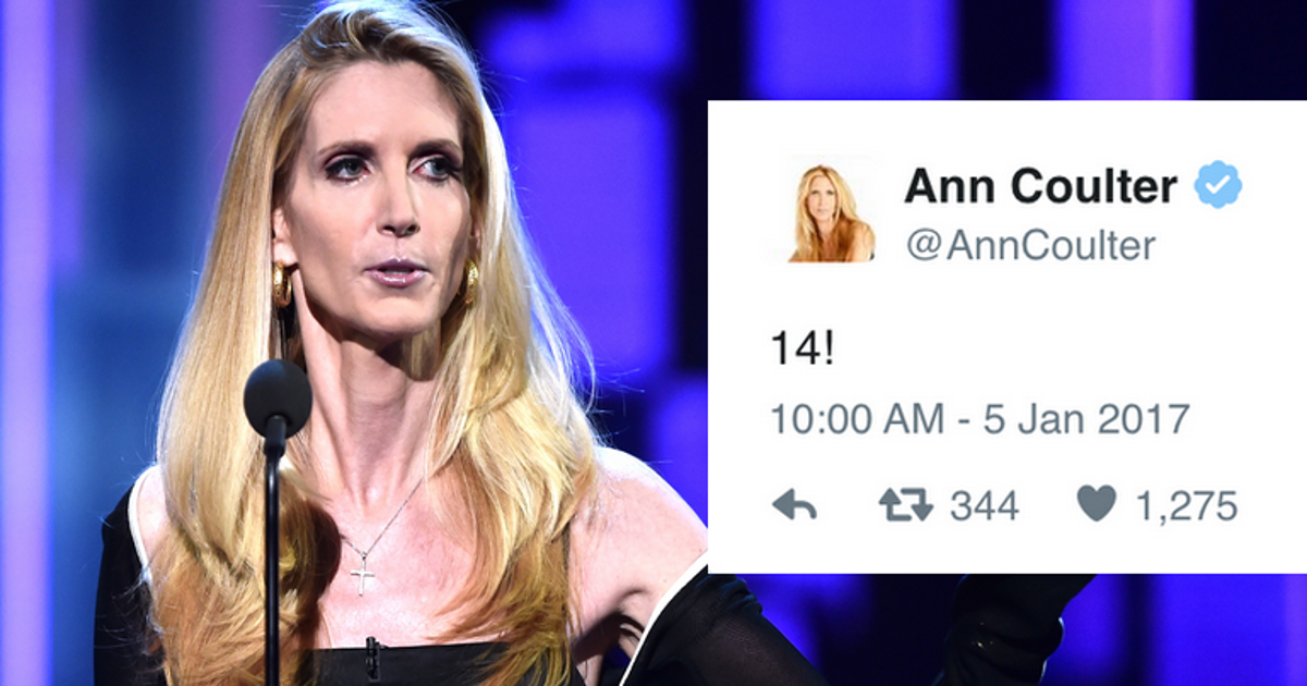 Ann Coulter Clarifies ‘14!’ Tweet Was Reference To Obama’s Presidency ...