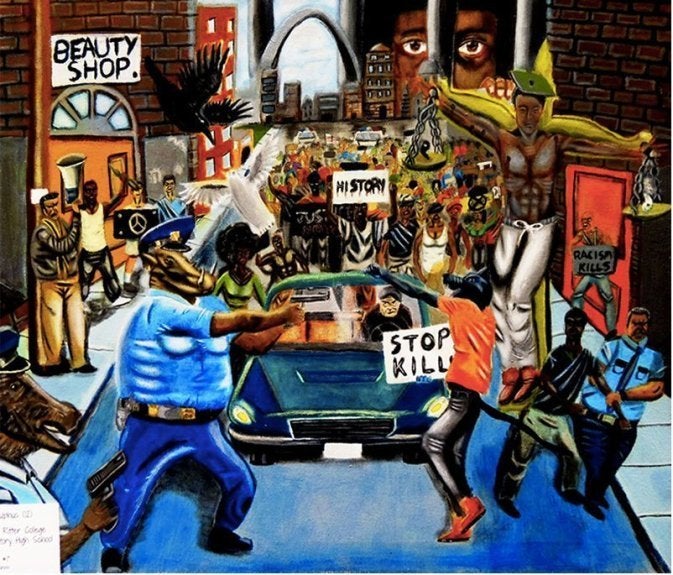 David Pulphus' "Untitled #1" won an art competition held last year by Rep. William Lacy Clay (D-Mo.). Now, police unions say it has to come down.