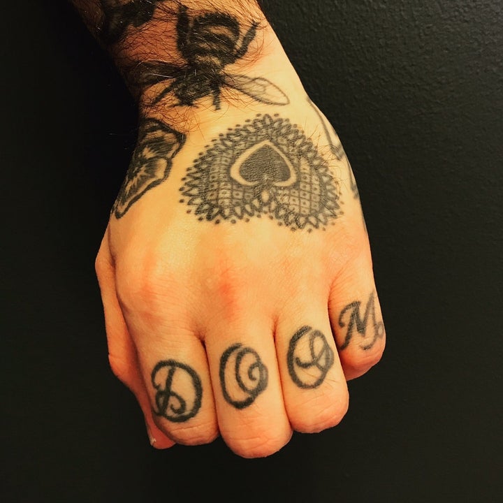 My knuckle tattoos. 