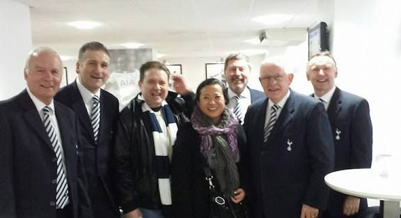 Bazza and Eliana surrounded by Tottenham legends: Oh when the Spurs go marching in...