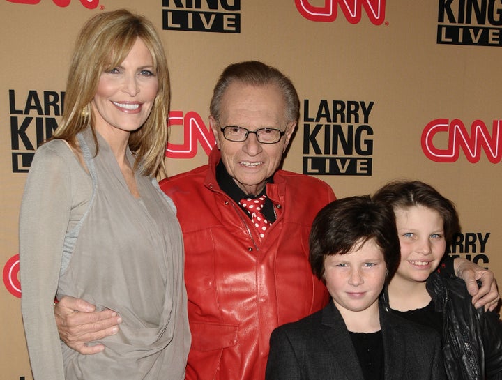 King with his seventh wife, Shawn Southwick, and sons Cannon King and Chance King at a party for the final broadcast of "Larry King Live" on Dec. 16, 2010, in Beverly Hills, California.