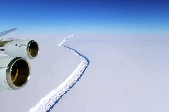 A photo of the rift in the Larsen C ice shelf captured by NASA in November.