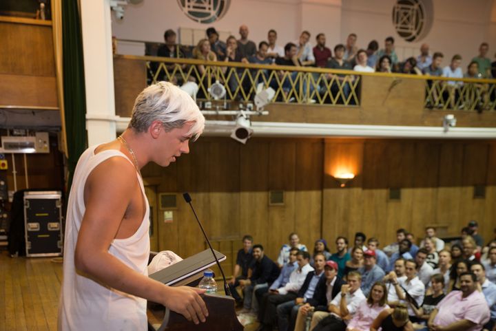 Milo Yiannopoulos speaks at the Young British Heritage Society launch event on August 17, 2016 in London, England.