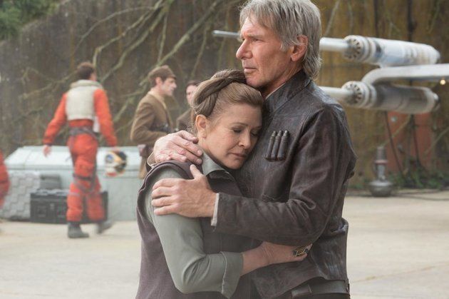 Carrie Fisher and Harrison Ford in "Force Awakens."