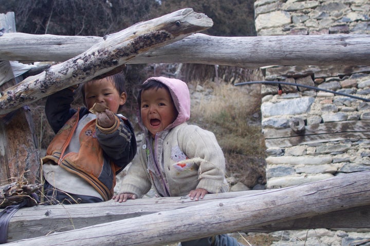 Two Nepalese children in the village of Braga, Nepal