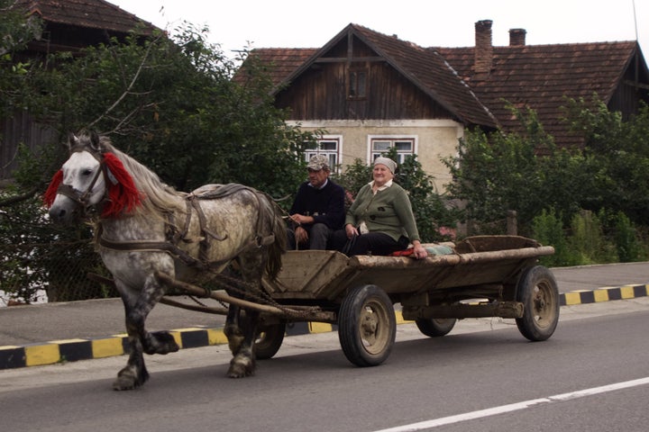 Rush hour in a Romanian village.