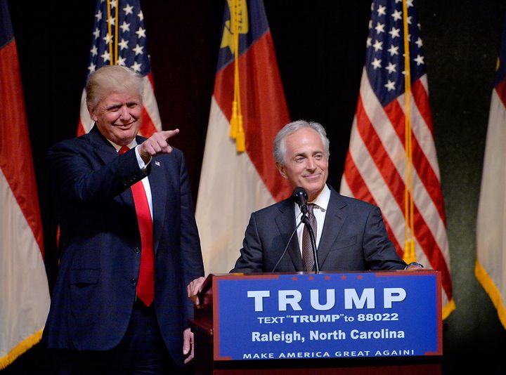 President-elect Donald Trump answers his cellphone even when it doesn't show a caller's info, Sen. Bob Corker (right) told reporters Friday.