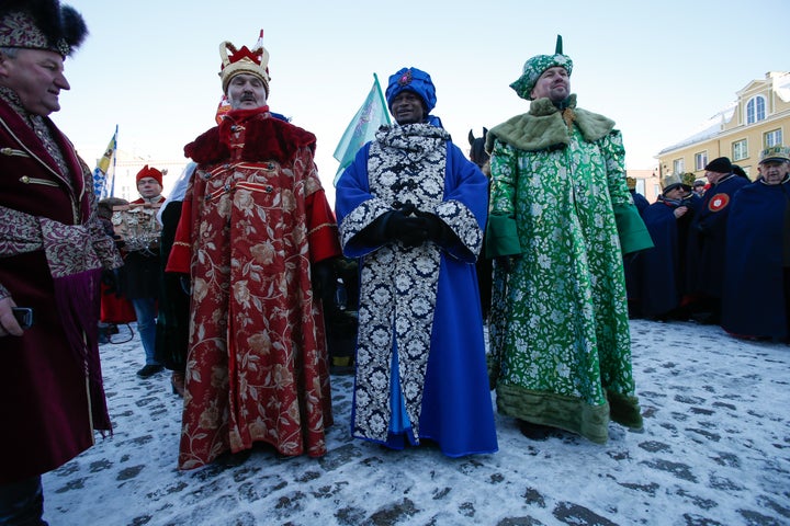 People are seen taking part in the Three Kings Day celebrations in Bydgoszcz, Poland on 6 January, 2017.