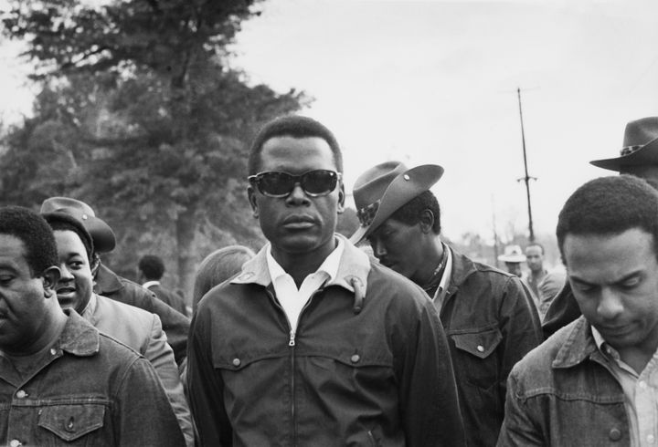 Poitier supporting the Poor People's Campaign at Resurrection City, a shantytown set up by protestors in Washington, D.C., in 1968. The Poor People's Campaign sought economic justice for America's poor and was organized by by Martin Luther King, Jr. and the Southern Christian Leadership Conference.