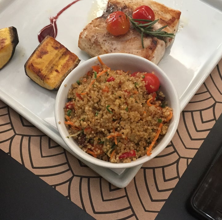 <p>Grilled Bijupirá with Quinoa Couscous</p>