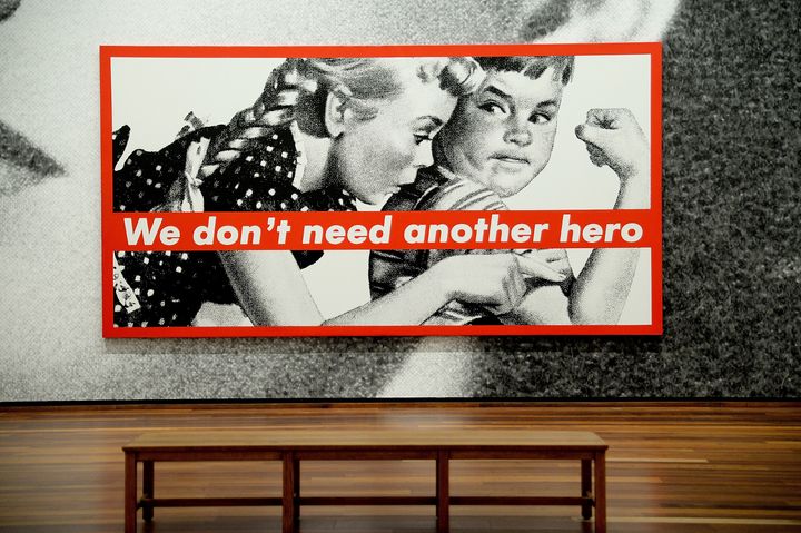 A detail from artist Barbara Kruger's "The future belongs to those who can see it" at the National Gallery of Art.