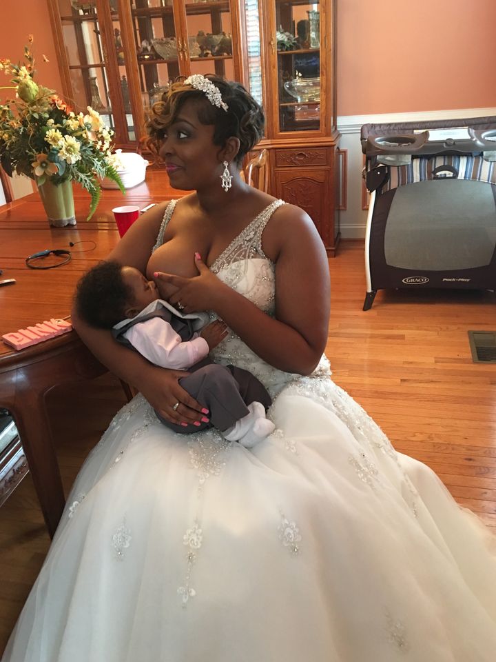 When Anecia Wright went shopping for her wedding dress, she made sure she could breastfeed in it. 